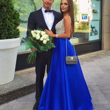New Style Royal Blue Long Prom Dres..