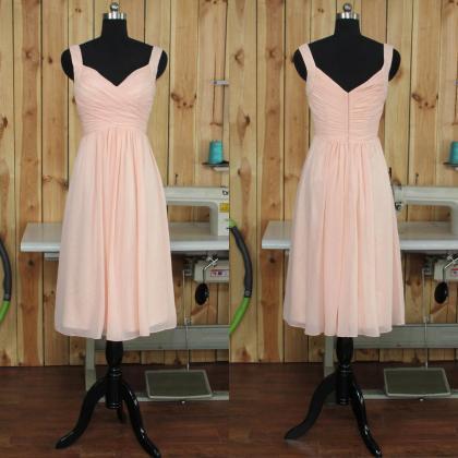 Short Pink Bridesmaid Dress with So..