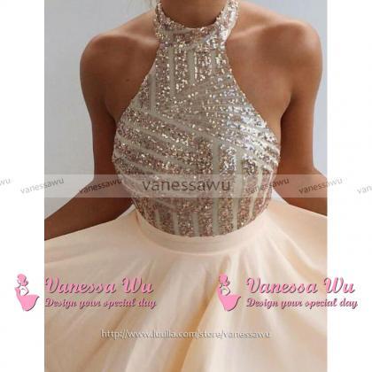 Casual A-line Halter Homecoming Dre..