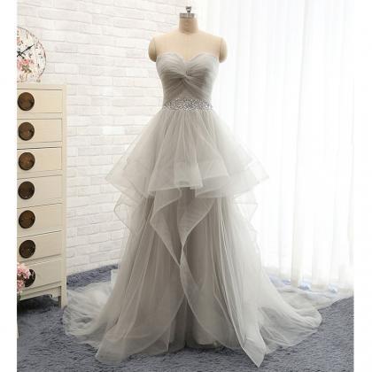 Sweetheart Ruched Ruffle Tulle Long..