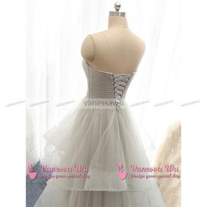 Sweetheart Ruched Ruffle Tulle Long..