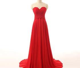 red chiffon ball gown
