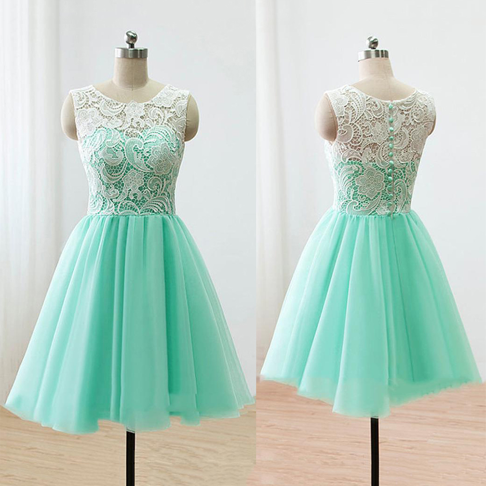 mint green short prom dress