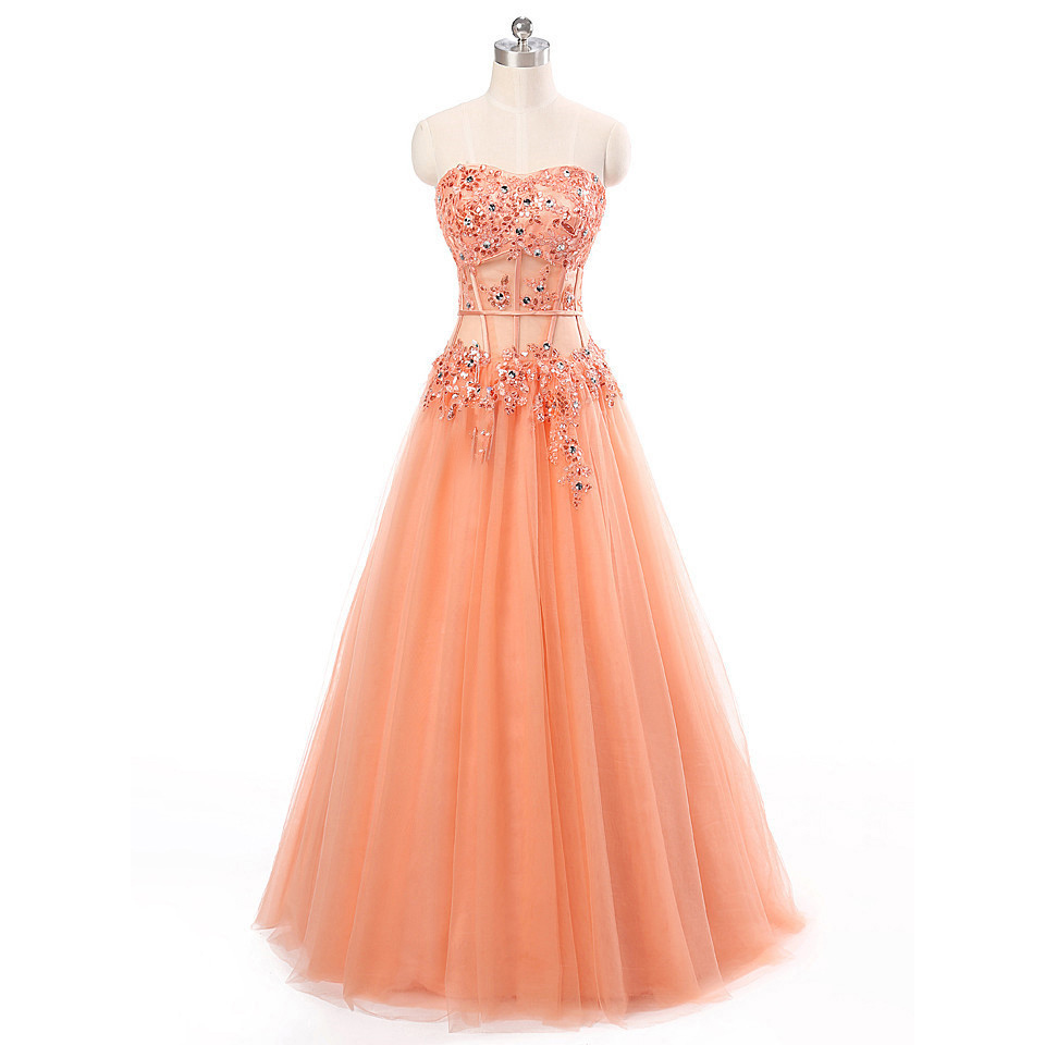 light orange prom dress