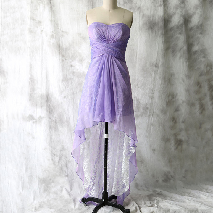 high low purple bridesmaid dresses