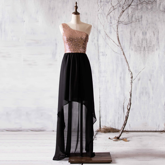 sequin bodice bridesmaid dress with chiffon skirt