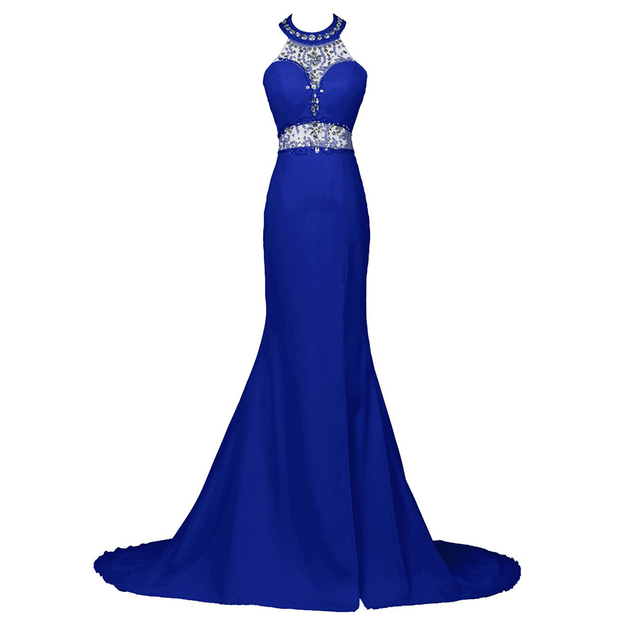 royal blue halter dress