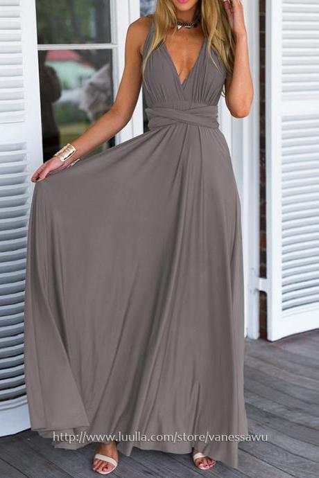 Long Prom Dresses,A-line V-neck Formal Evening Dresses,Simple Jersey Pageant Dresses with Ruffle,#020103579