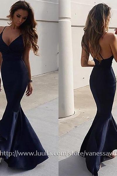 Cheap Prom Dresses,Trumpet/Mermaid V-neck Formal Evening Dresses,Sweep Train Satin Pageant Dresses with Ruffle,#020104812