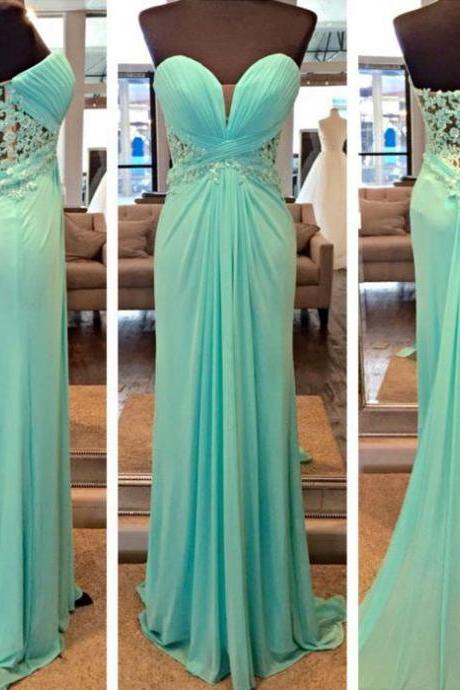 Sweetheart Prom Dress with Cut-out, Column Chiffon Prom Dresses with Lace Appliques, Fashionable Prom Gowns, #020102201