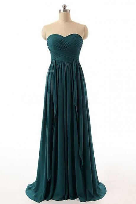 Affordable Sweetheart Bridesmaid Dresses, Chiffon Bridesmaid Dresses with Ruching Detail, Green Gowns for Bridesmaids, #01012738