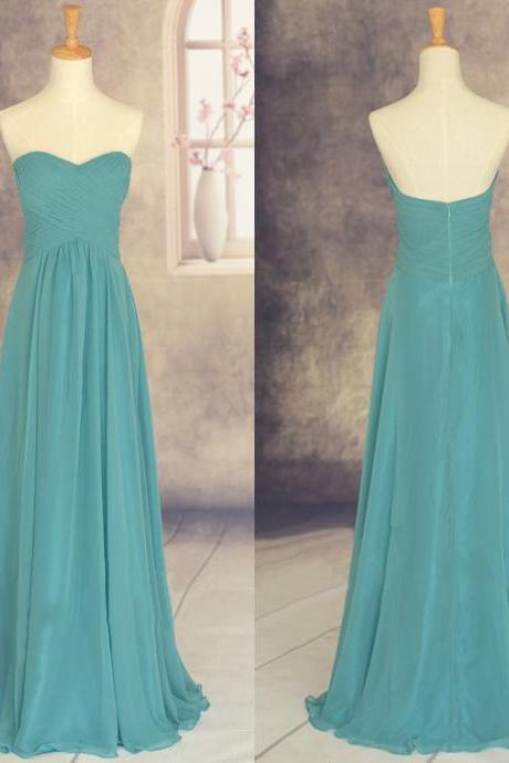 Wholesale Bridesmaid Dresses, Sweetheart Bridesmaid Gowns with Ruching Detail, Simple Chiffon Long Bridesmaid Dress, #01012878