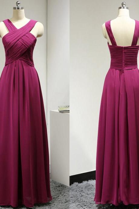 Halter A-line Bridesmaid Dress with Ruching Detail, V-neck light Purple Bridesmaid Gowns, New Style Chiffon Long Bridesmaid Dress, #01012882