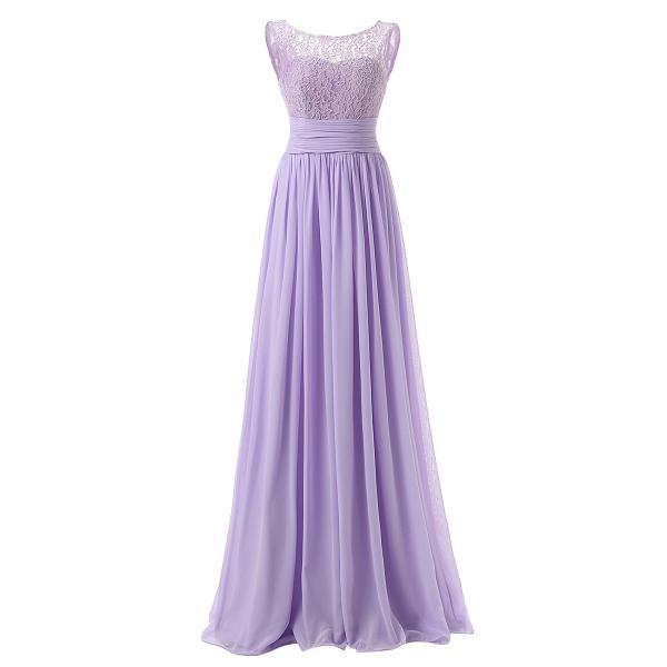 Lavender Floor Length Chiffon A-Line Ruffle Bridesmaid Dress Featuring ...